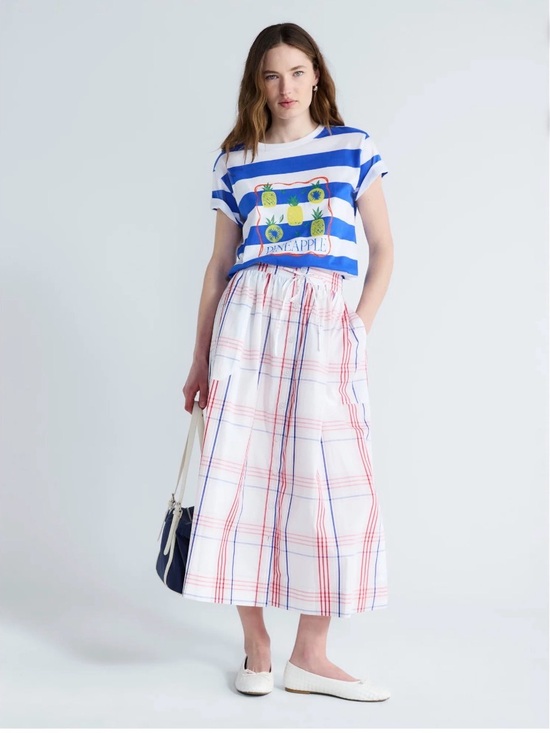 Free Assembly Dresses & Skirts - Blue, Red & White Plaid Midi Skirt & Matching Tee NWT Medium